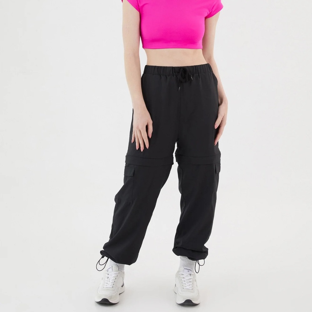 NEW Daughter Lessons Double Take Utility Pants Small Zip Off Pants Black Women